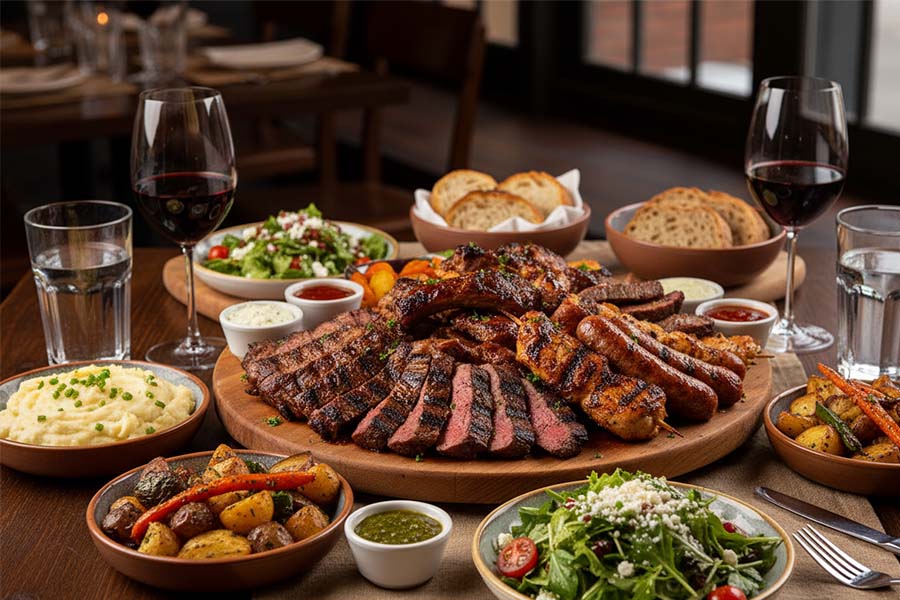 Smyrna platter for two with grilled meats and sides